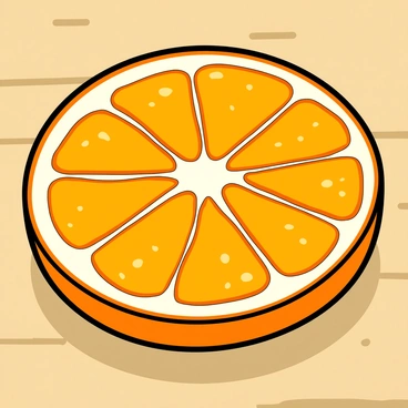 A close-up vector view of a sliced orange, showcasing its juicy segments and vibrant color.
