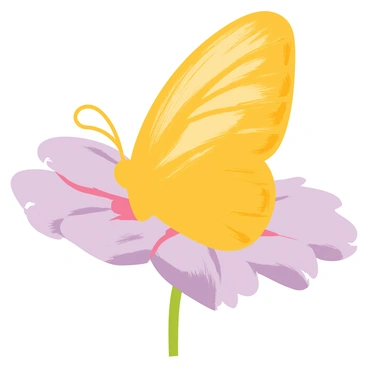 A butterfly with shimmering golden wings rests delicately on a faded, worn-out flower. The flower has soft, muted petals in shades of pink and lavender, showing signs of age with curled edges. The butterfly's wings display intricate patterns that catch the light, creating a glowing effect. The background is softly blurred, emphasizing the delicate interaction between the butterfly and the flower.