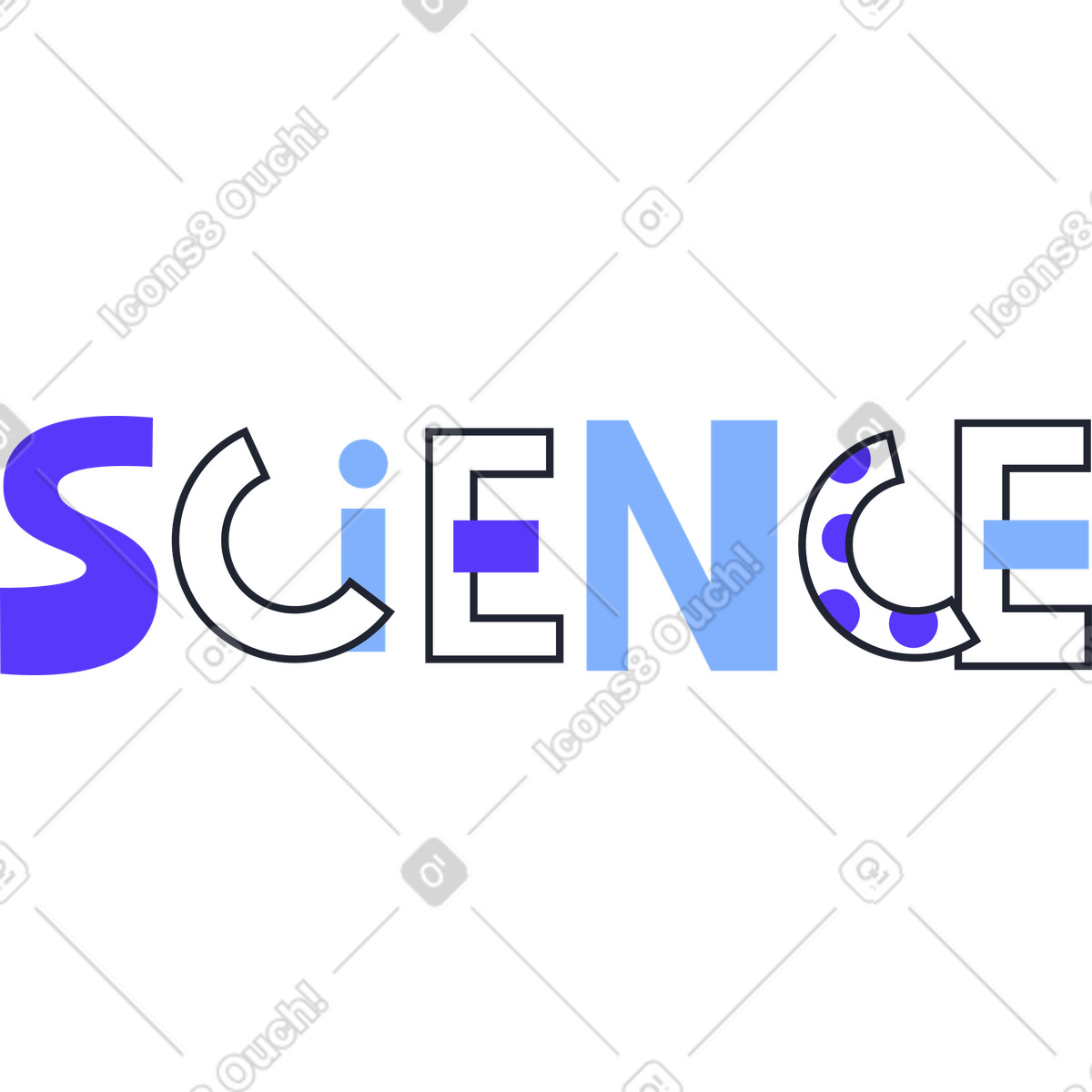 Illustration Lettering multicolored sciense dans le style Pablita à télécharger aux formats PNG, SVG