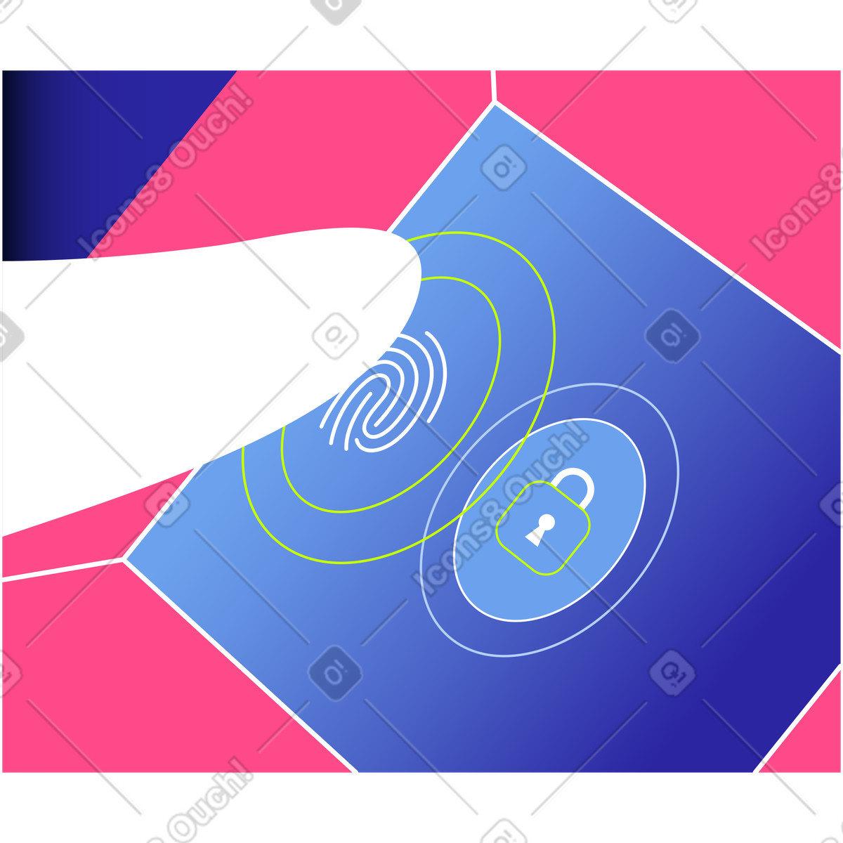Button with imprint authentication illustration in Space style download in PNG, SVG