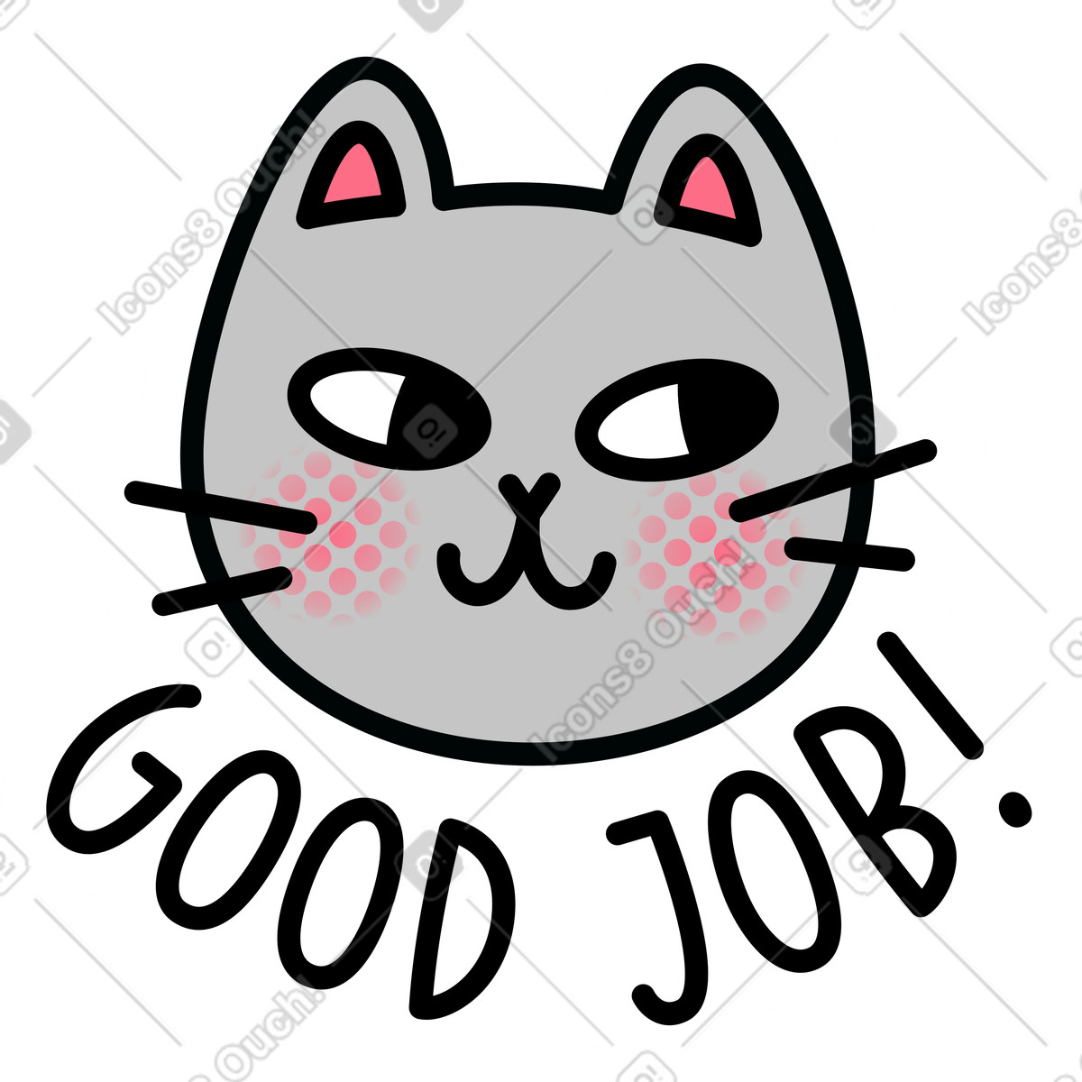 Illustration Autocollant avec texte de chat bon travail dans le style Purrfect à télécharger aux formats PNG, SVG