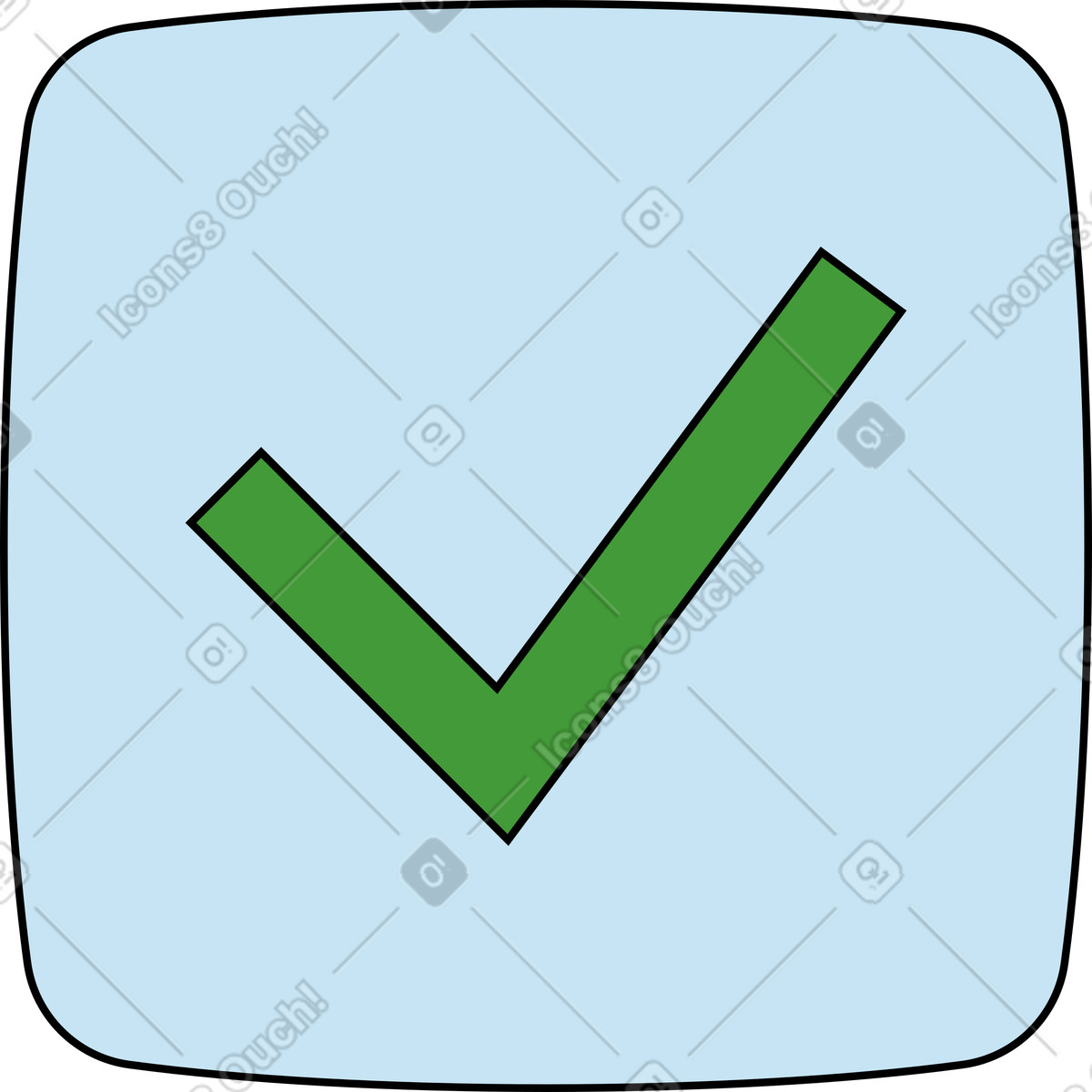 Square icon with a check mark illustration in Kindy style download in PNG, SVG
