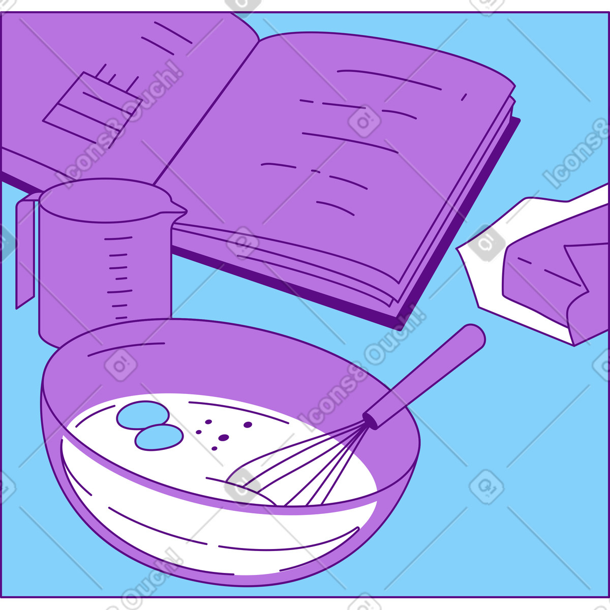 下载 Storyline 风格的 带书和烹饪的框架 插画，支持 PNG、SVG 格式