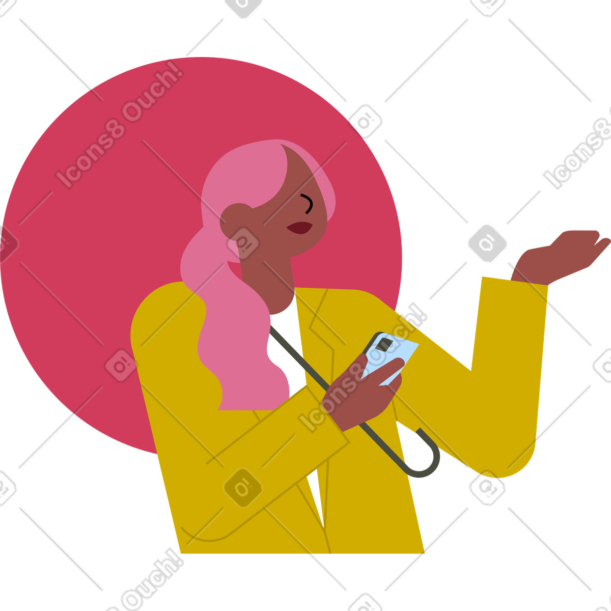 Frau mit regenschirm-Illustration im Vector-Stil als Download in PNG, SVG