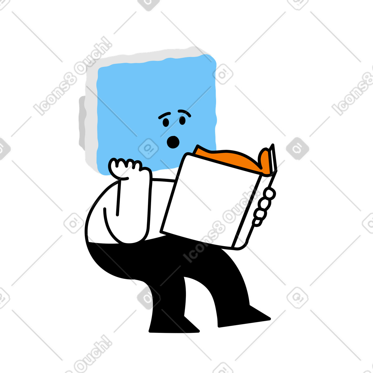 Ilustración Aprendizaje automático con lectura de caracteres en la cabeza del monitor estilo Giggle a descargar PNG y SVG
