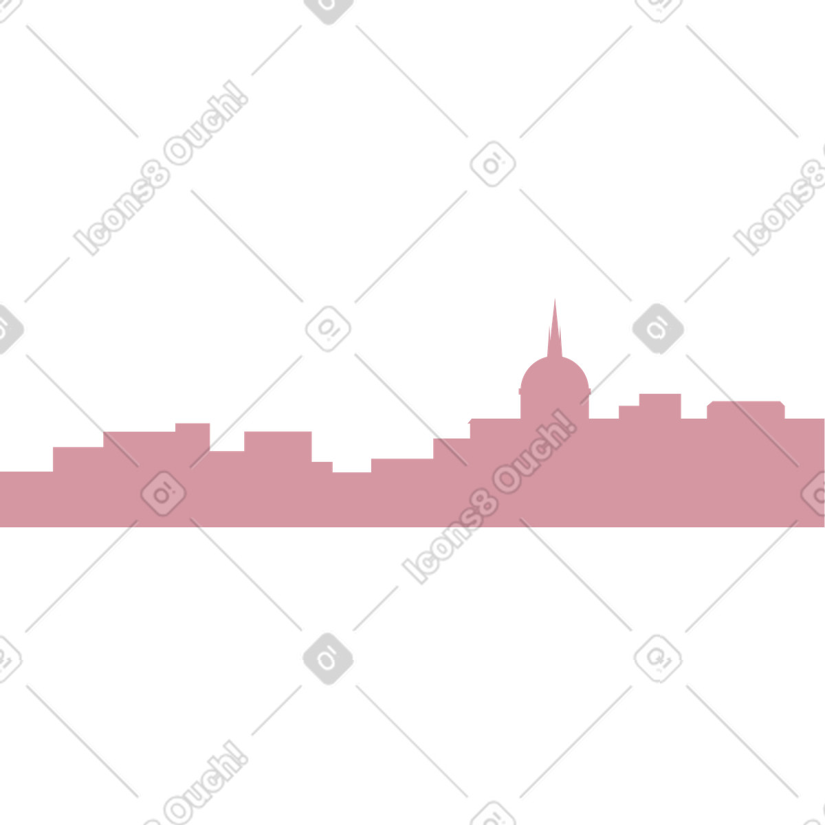 Pink silhouette city illustration in Vivid style download in PNG, SVG
