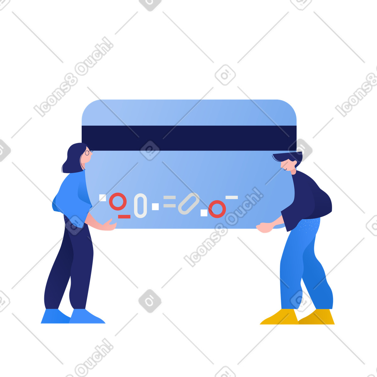 Personen, die zur zahlung eine kreditkarte bei sich tragen-Illustration im Clip-Stil als Download in PNG, SVG