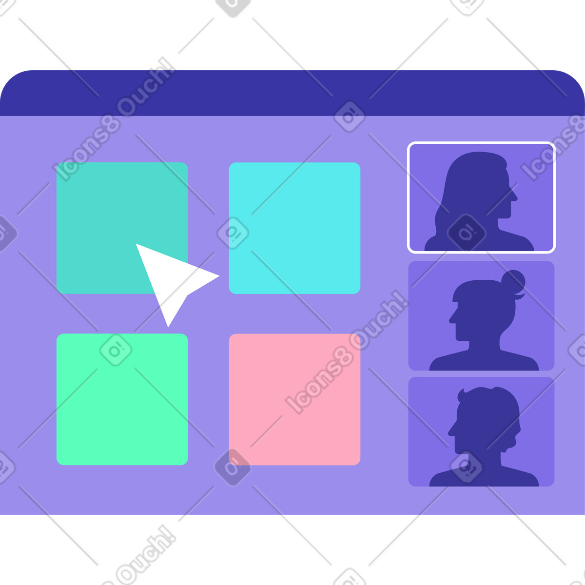Conference zoom window illustration in Bright style download in PNG, SVG