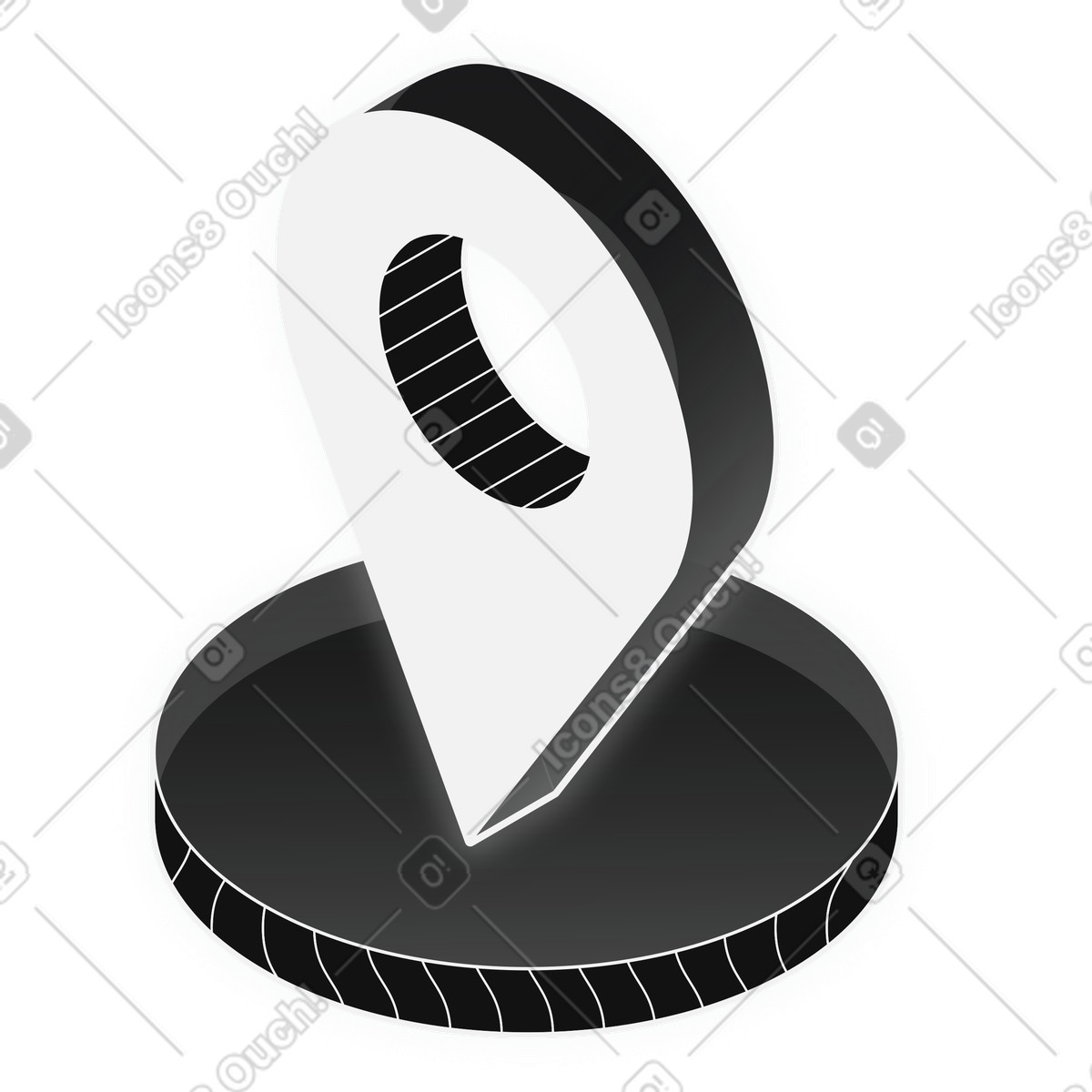 GPS location marker icon for online map navigation illustration in Inverse style download in PNG, SVG