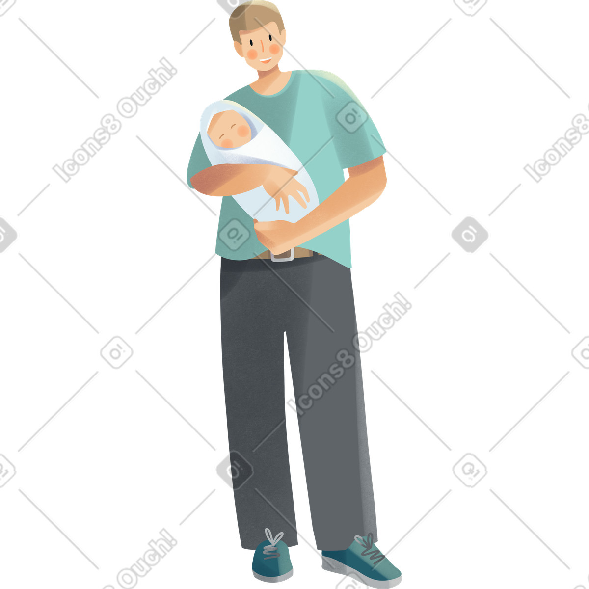 Ilustración Young father with a baby in his arms en estilo Shine descargar en PNG y SVG