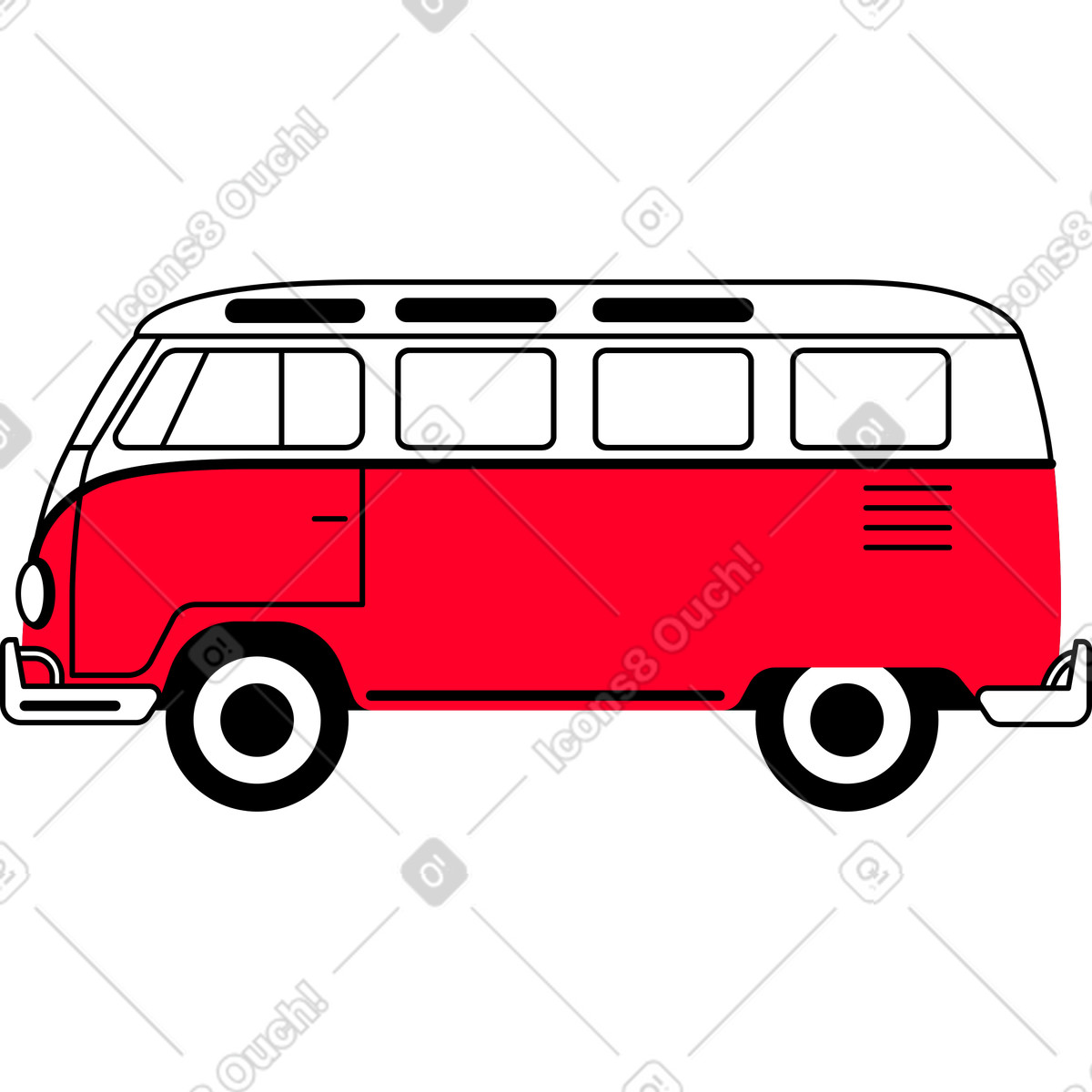 Ilustração de Ônibus retrô vermelho em no estilo Transistor para baixar em PNG, SVG