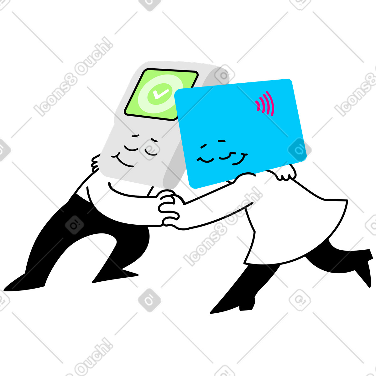 Bank card payment via POS terminal illustration in PNG, SVG