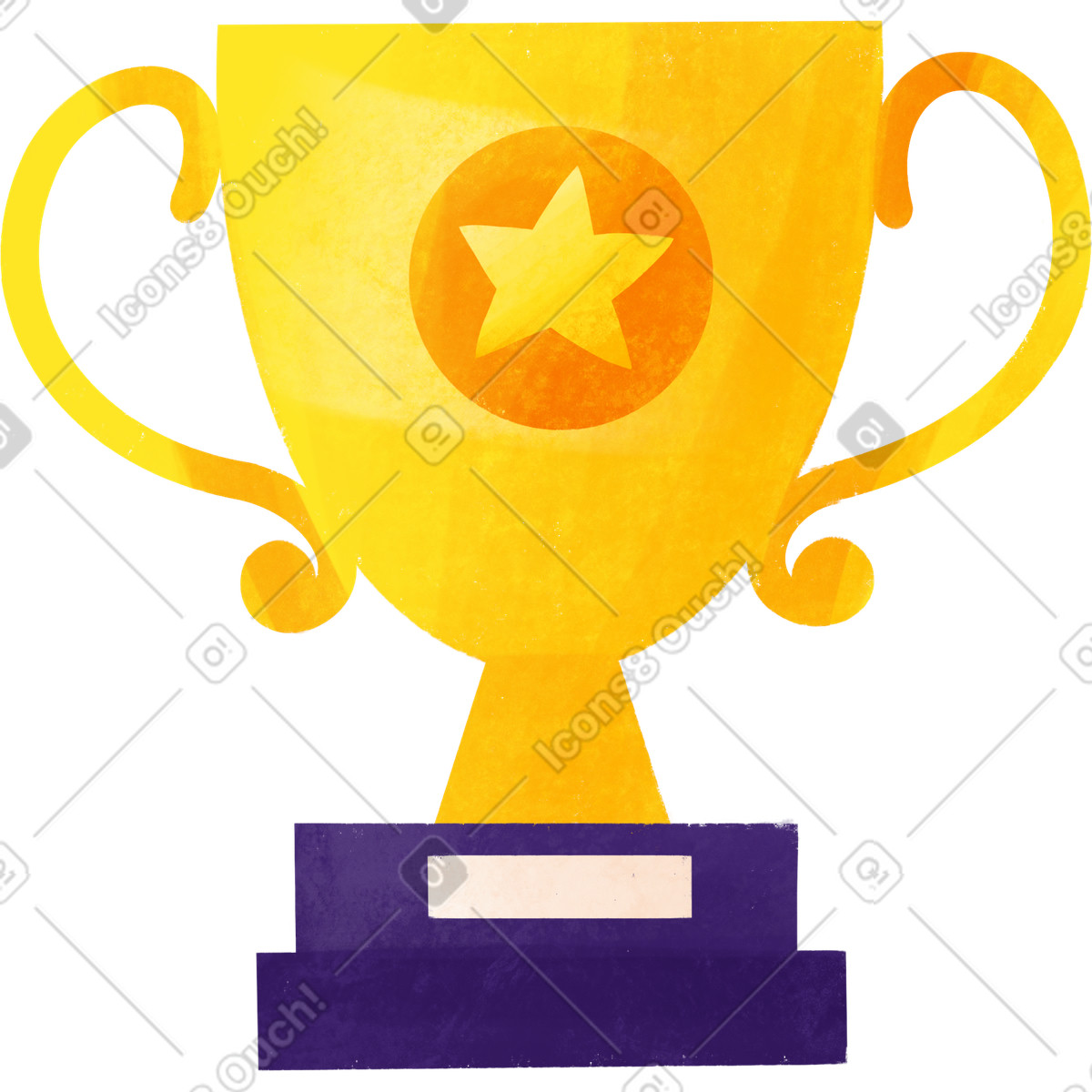 Winner gold cup with star illustration in Bonbon style download in PNG, SVG