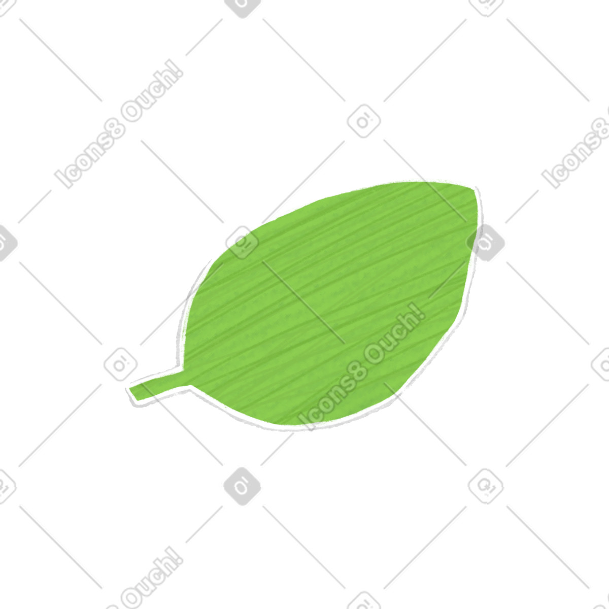 One green leaf illustration in Crafty style download in PNG, SVG