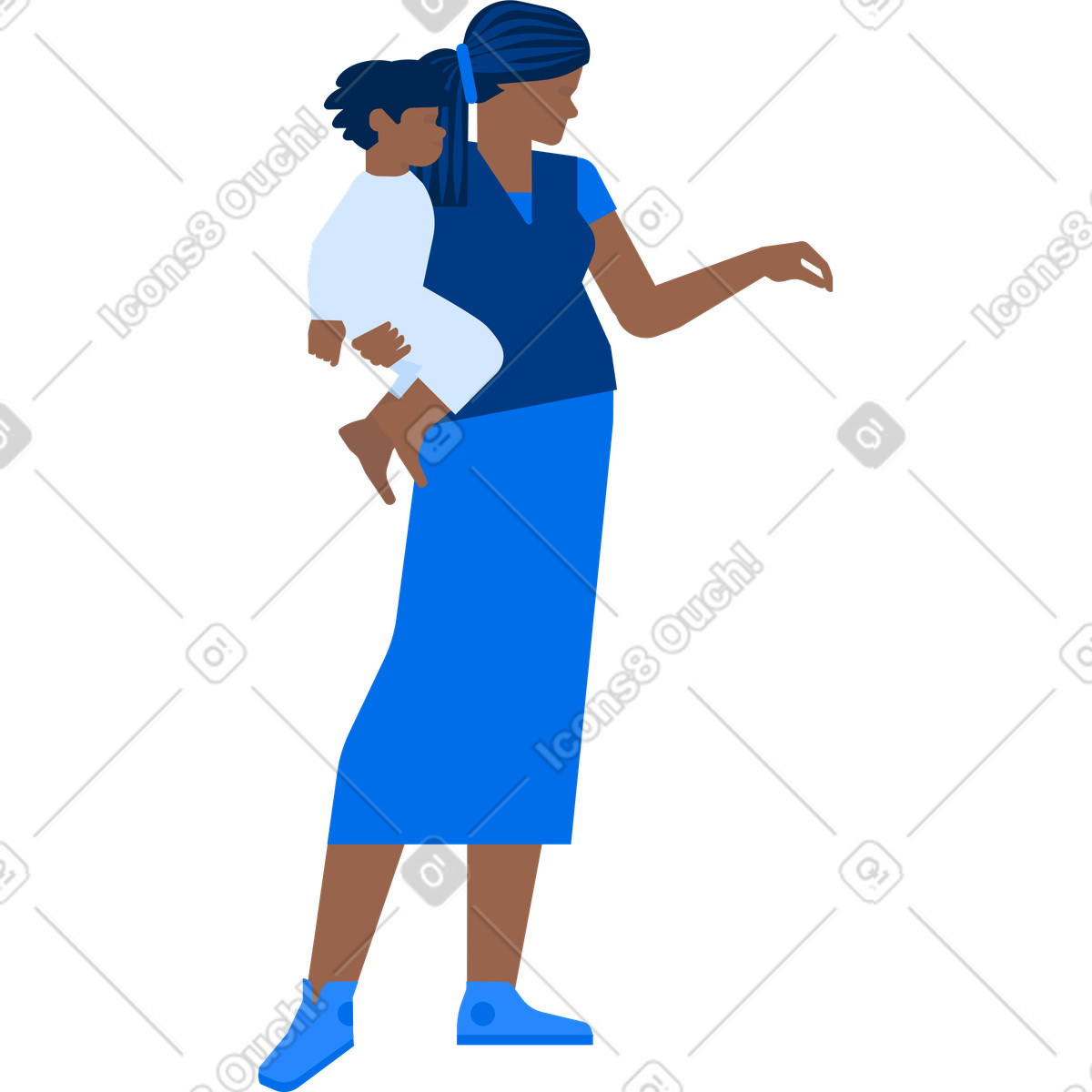 Ilustración Mujer con un bebe en brazos estilo Urban a descargar PNG y SVG