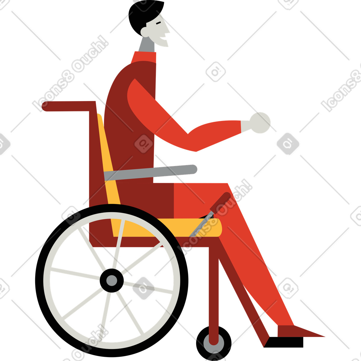 Person mit behinderung-Illustration im Burgundy-Stil als Download in PNG, SVG