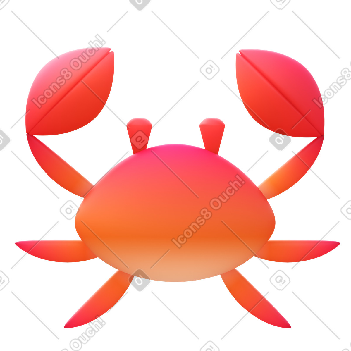 Krabbe-Illustration im 3D Fluency-Stil als Download in PNG, SVG