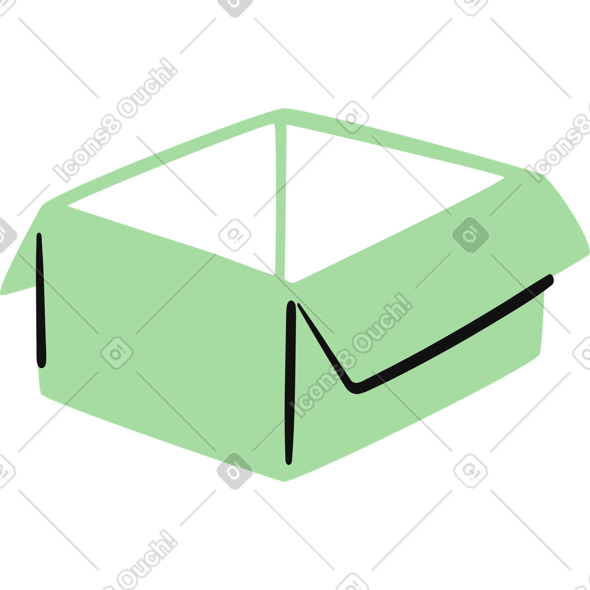 Ilustración Box open empty green container for packaging and storage concepts en estilo Organic a descargar en PNG y SVG