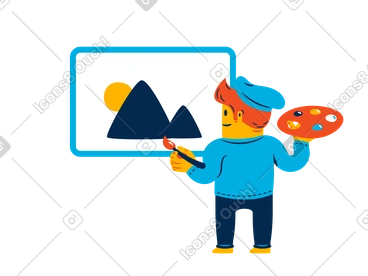 Painter man drawing a picture PNG, SVG