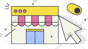 Online storefront with cursor click, E-commerce shopping or digital retail PNG, SVG