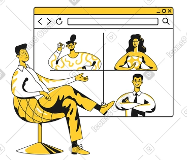 Man at an online meeting with his coworkers PNG, SVG