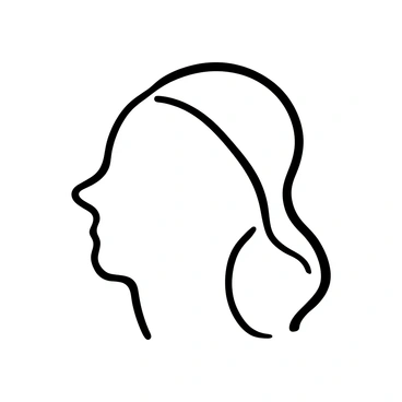 A black-and-white illustration of a portrait created with a single, continuous line that forms the outline of a face. The line curves elegantly to represent the contours of the head, creating a minimalist and abstract depiction. The illustration showcases flowing lines that suggest the shape of hair and the structure of the face without any additional features. The background is left empty to emphasize the continuous line work of the portrait.