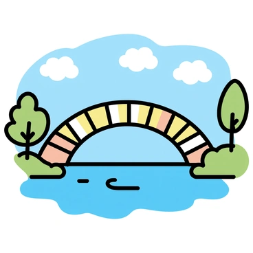 A charming bridge that stretches over a river, made entirely of candy corn
