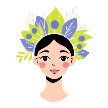 Paon feathers forming a crown around a serene face, blending nature and elegance