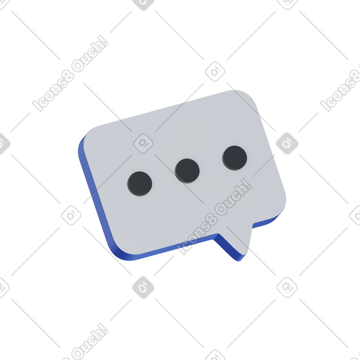 Rectangular message bubble illustration in 3D Techny style download in PNG, SVG