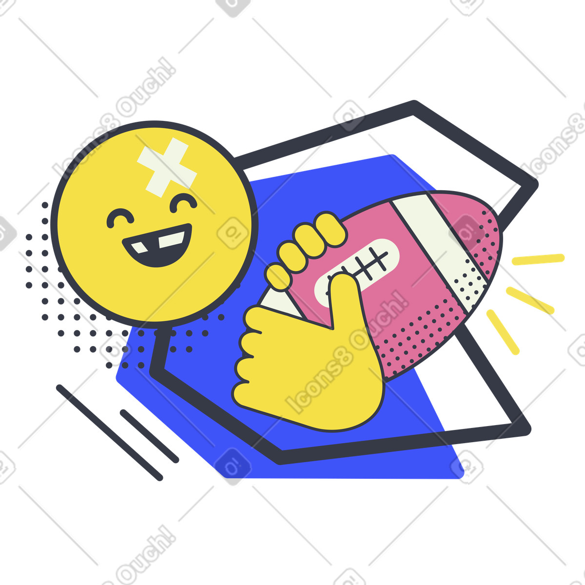Rugby illustration in Abstract style download in PNG, SVG