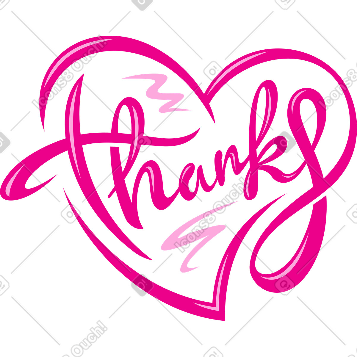 Lettering thanks inside heart text illustration in style download in PNG, SVG