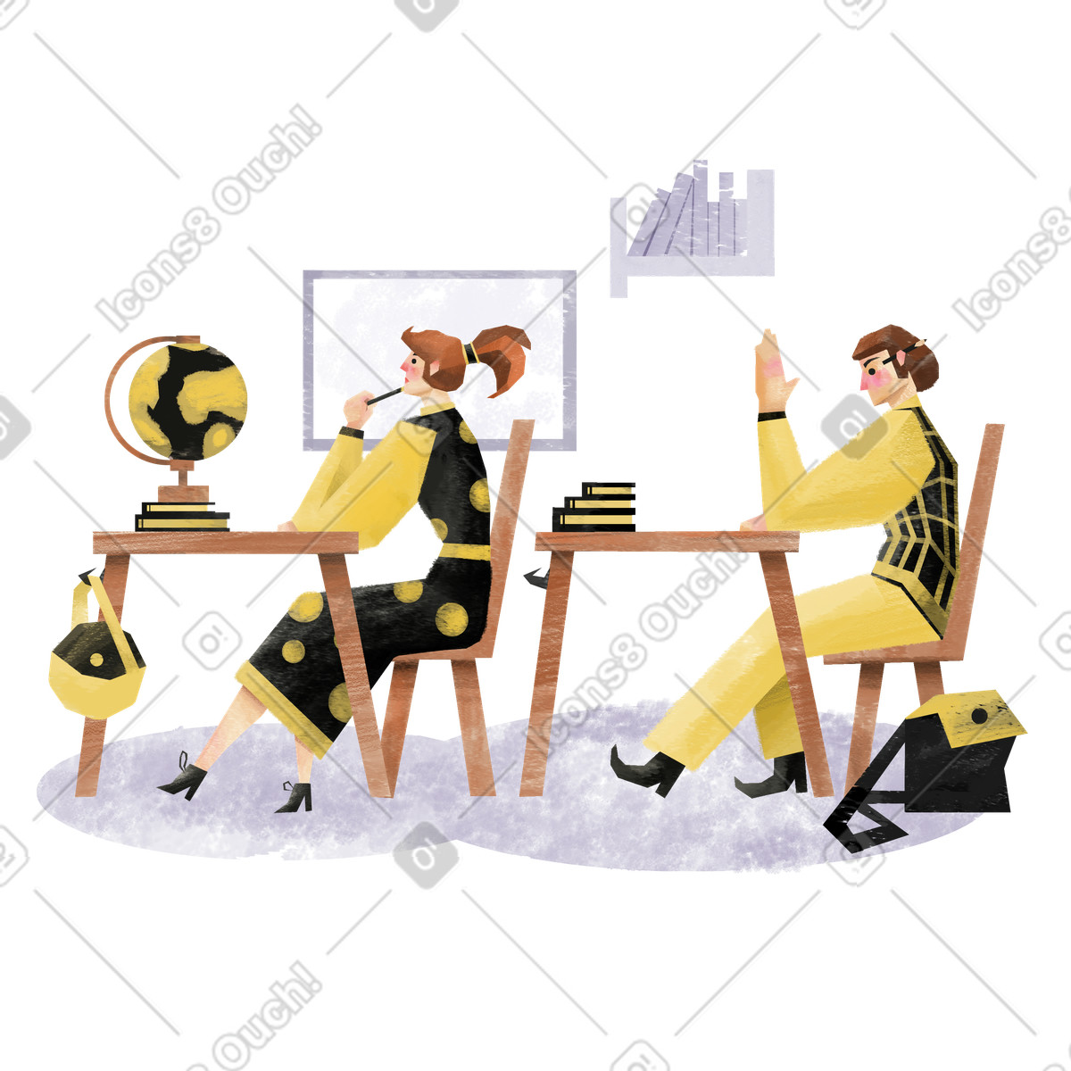 Illustration Homme et femme en classe dans le style Family à télécharger aux formats PNG, SVG