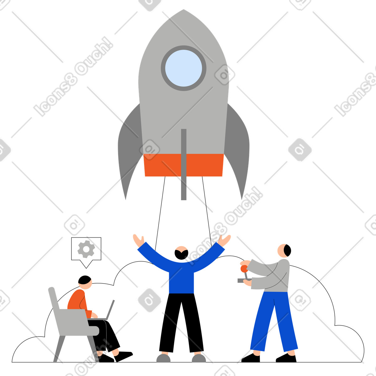 Rocket launch as a metaphor for startup illustrazione in stile Tiny scarica in PNG, SVG