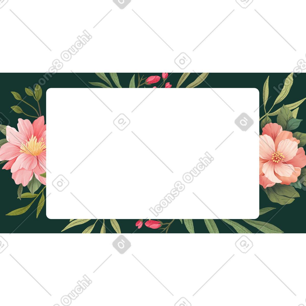 Floral border with copy space, Event flyer layout illustration in style download in PNG, SVG