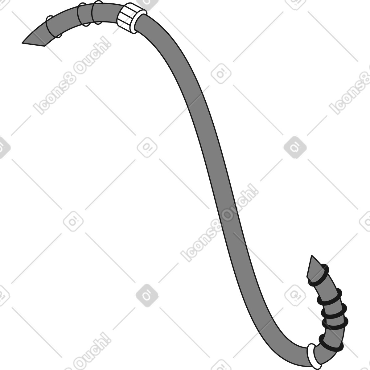Cable curved flexible technological wire for robotics and industrial machinery illustrazione in stile Futuristic scarica in PNG, SVG