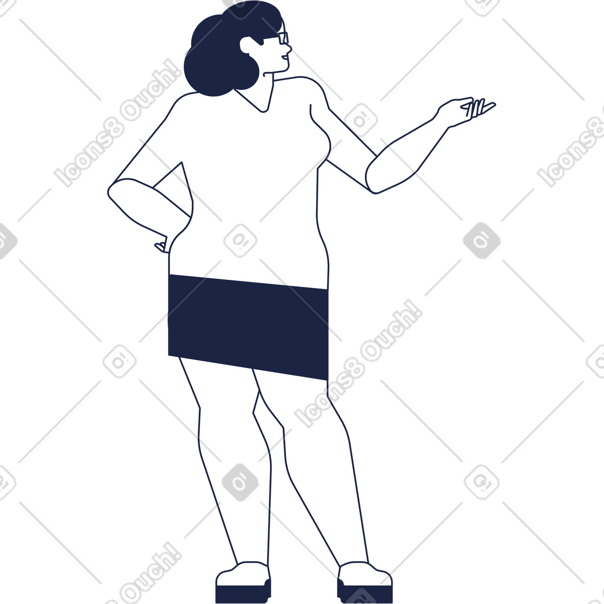 Urban Line スタイルの Woman in mini skirt のイラストをPNG、SVG形式でダウンロード