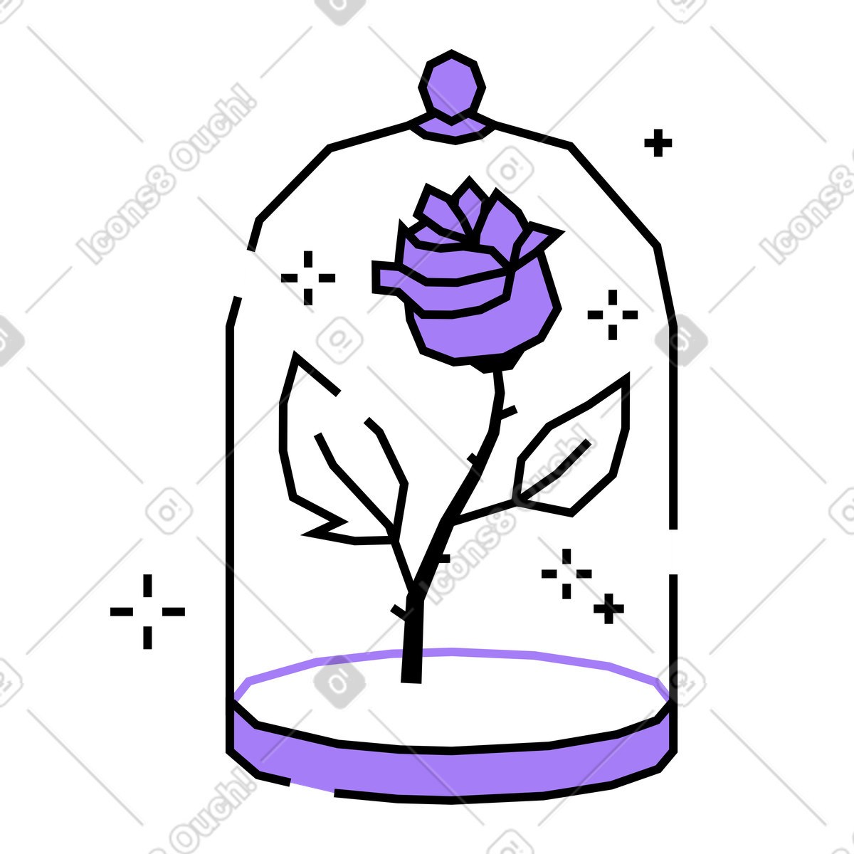 Rose in a glass dome illustration featuring thorns clipart image in PNG SVG GIF