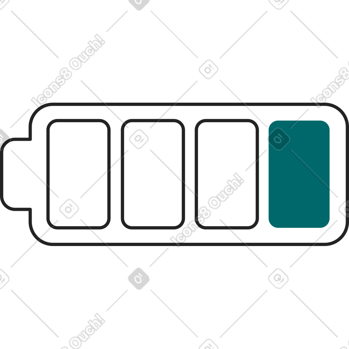 Symbol für schwache batterie-Illustration im Sammy Line-Stil als Download in PNG, SVG