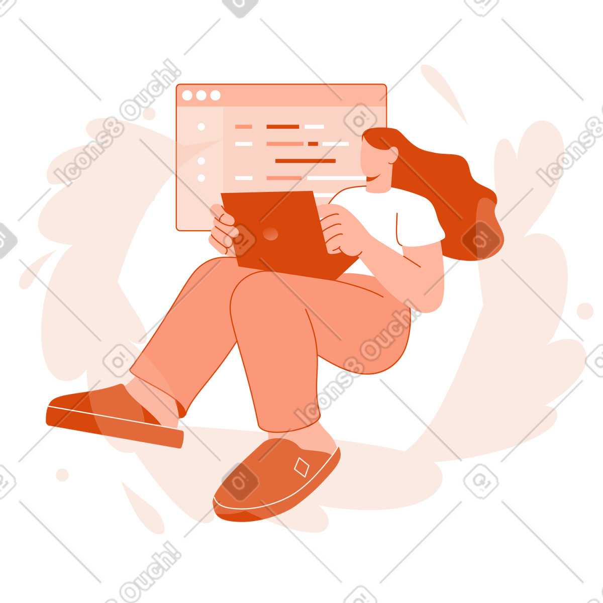 Person with laptop working on code, web development and programming illustration in PNG, SVG