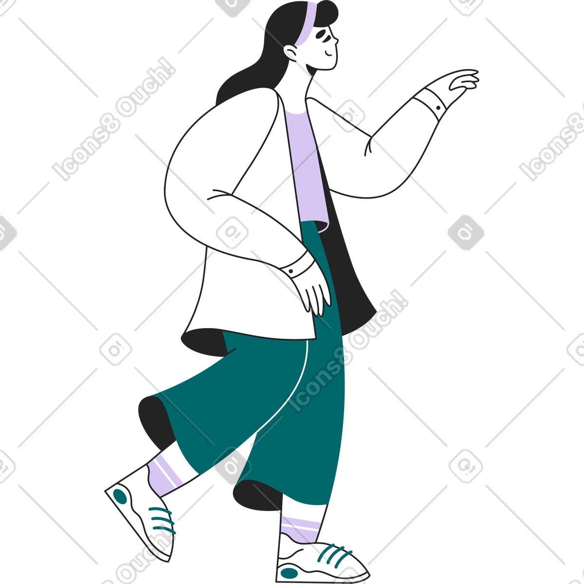 Wissenschaftlerin in einem mantel-Illustration im Sammy Line-Stil als Download PNG, SVG