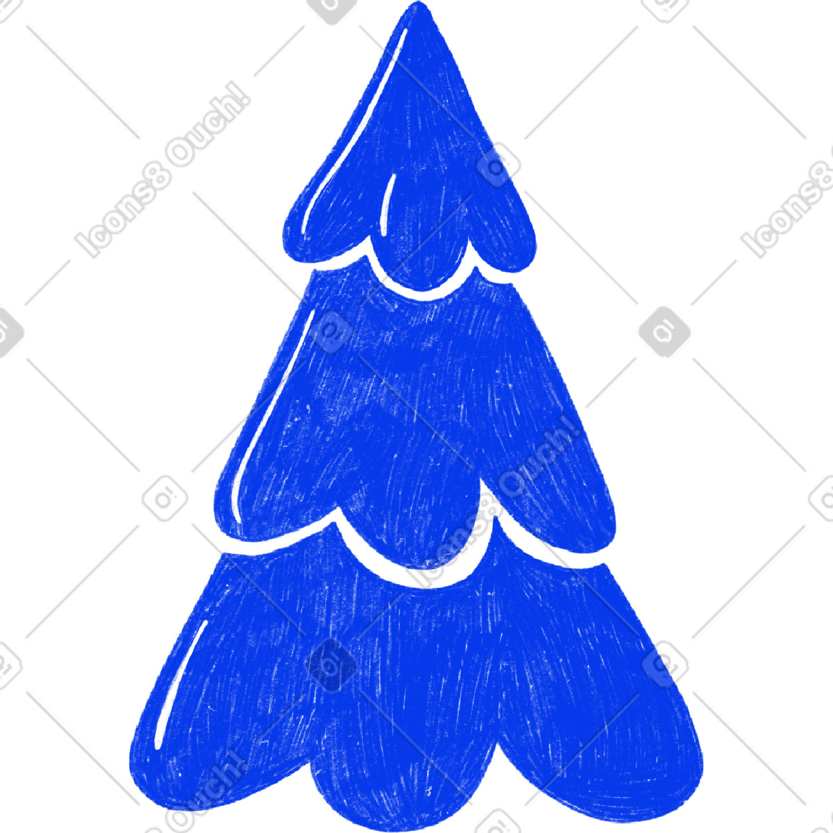 Blue christmas tree-Illustration im Biro-Stil als Download in PNG, SVG