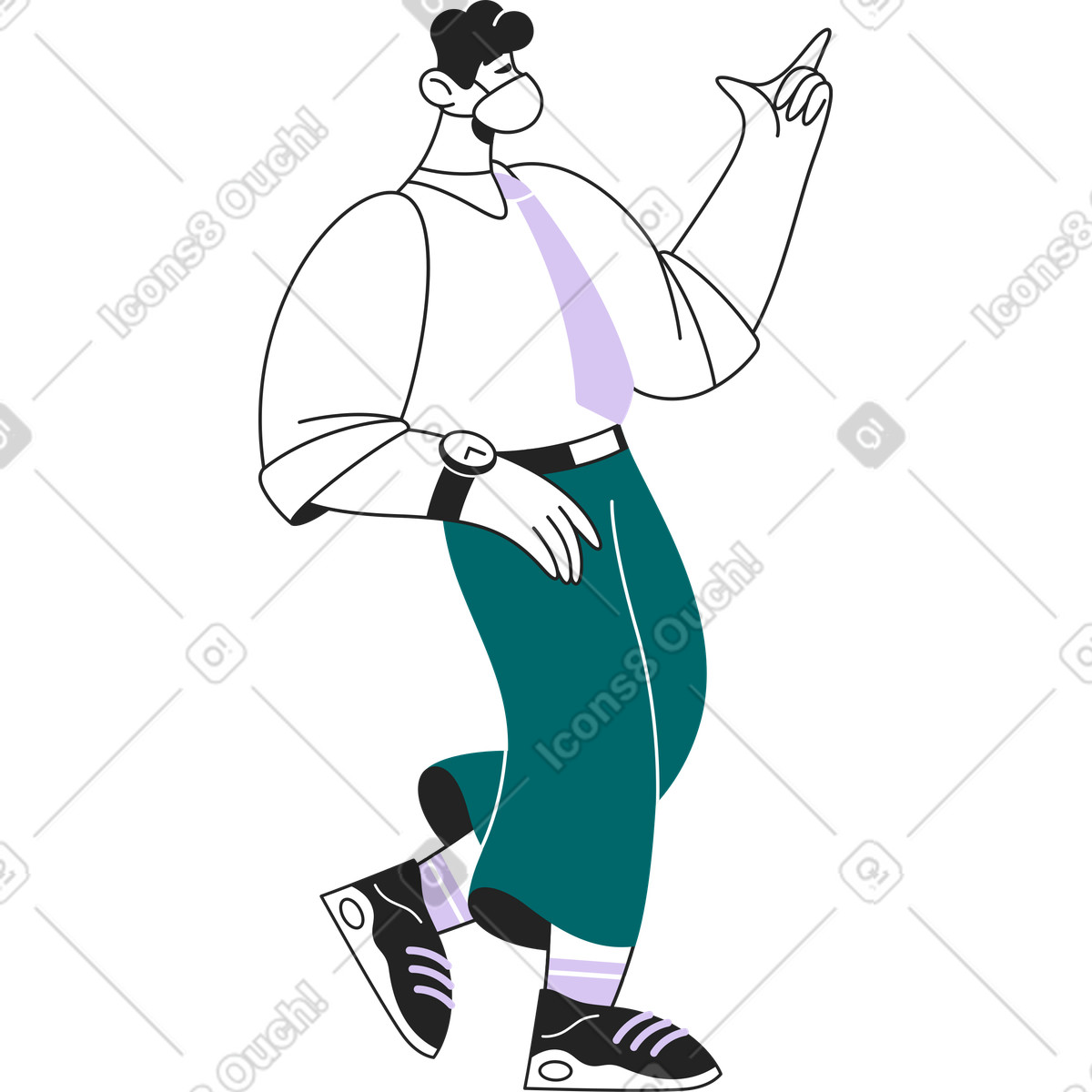 White shirt man illustration in Sammy Line style download in PNG, SVG