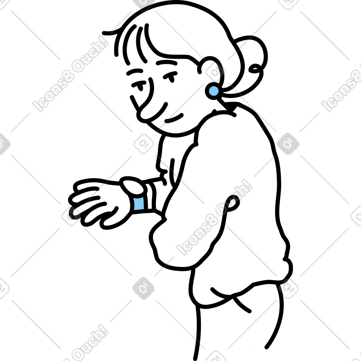 Junge frau-Illustration im Notes-Stil als Download in PNG, SVG