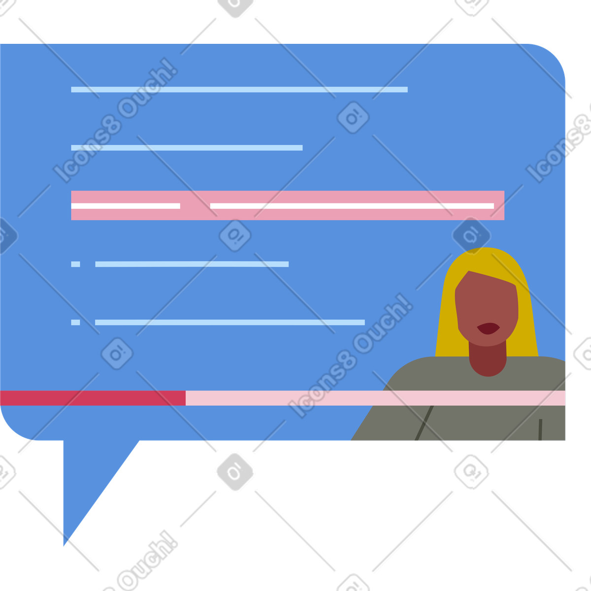 Speech bubble with video lesson illustration in Vector style download in PNG, SVG