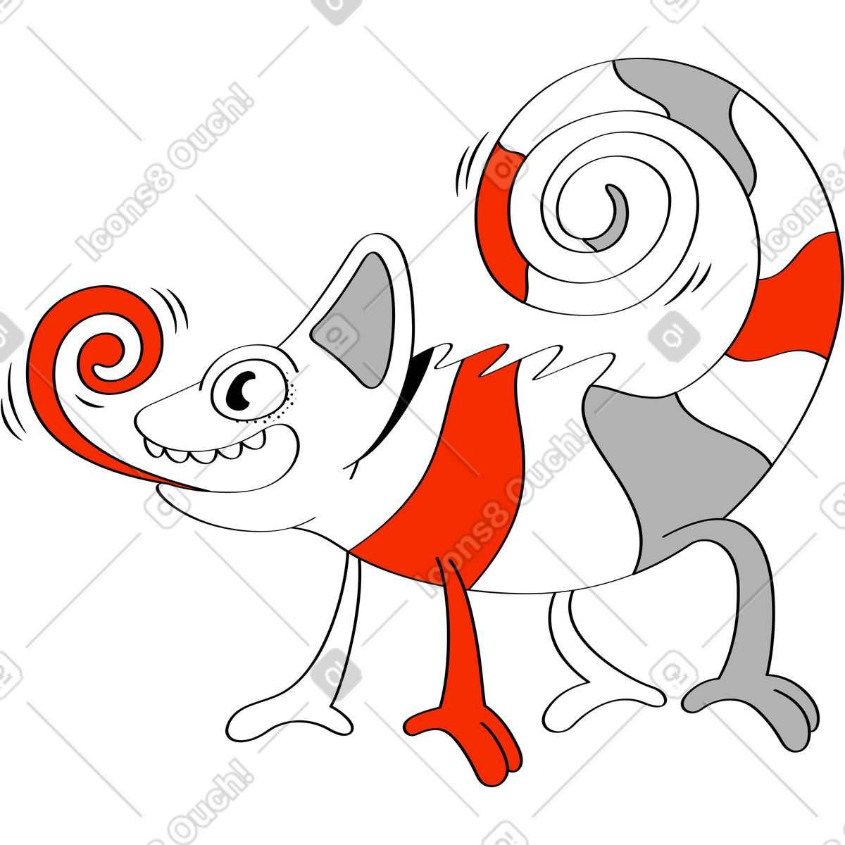 Chameleon illustration in Looney style download in PNG, SVG