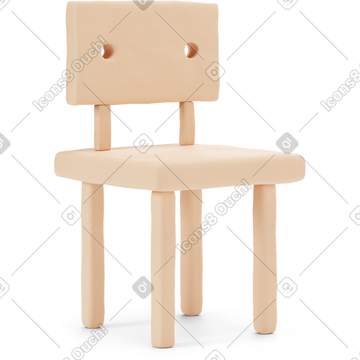 下载 3D Stripy 风格的 木制儿童椅 插画，支持 PNG、SVG 格式