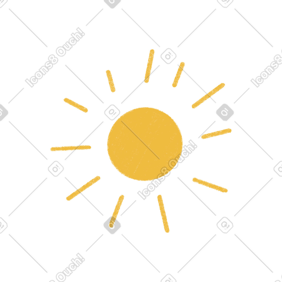 Yellow sun illustration in Tutti style download in PNG, SVG