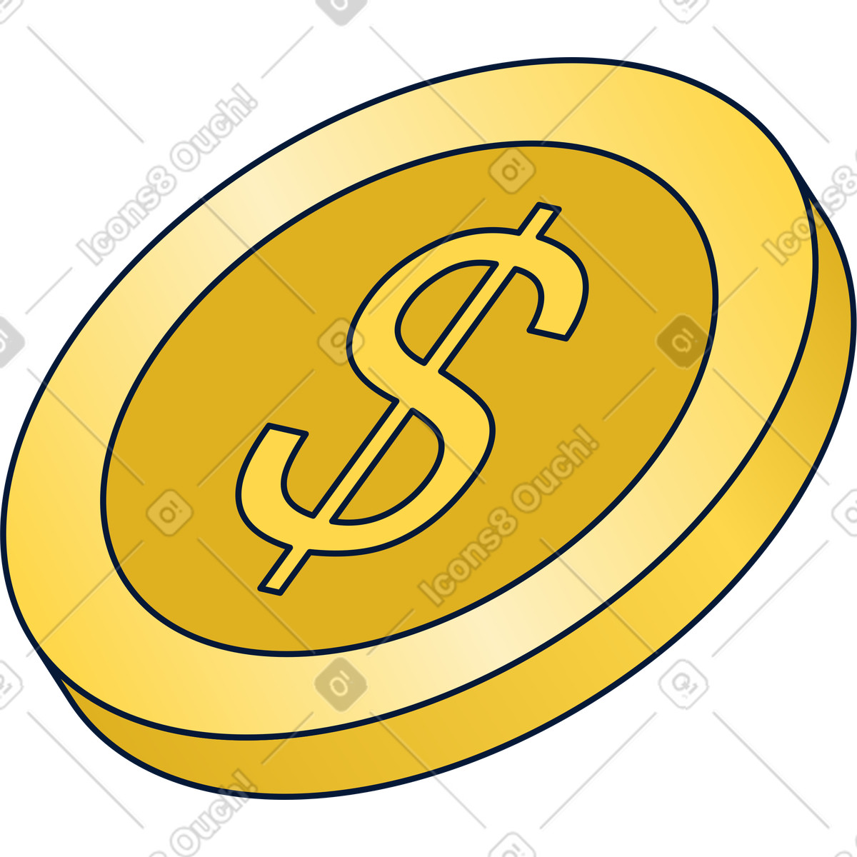Illustration Pièce d'un dollar dans le style Neat à télécharger aux formats PNG, SVG