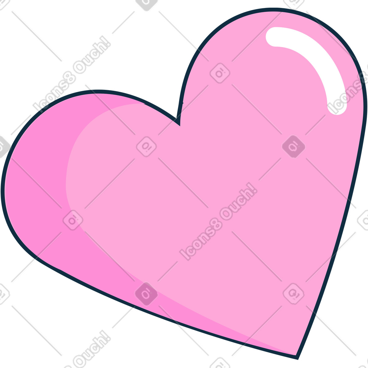 Ilustración Corazón rosa con realce en estilo Bubble gum a descargar en PNG y SVG