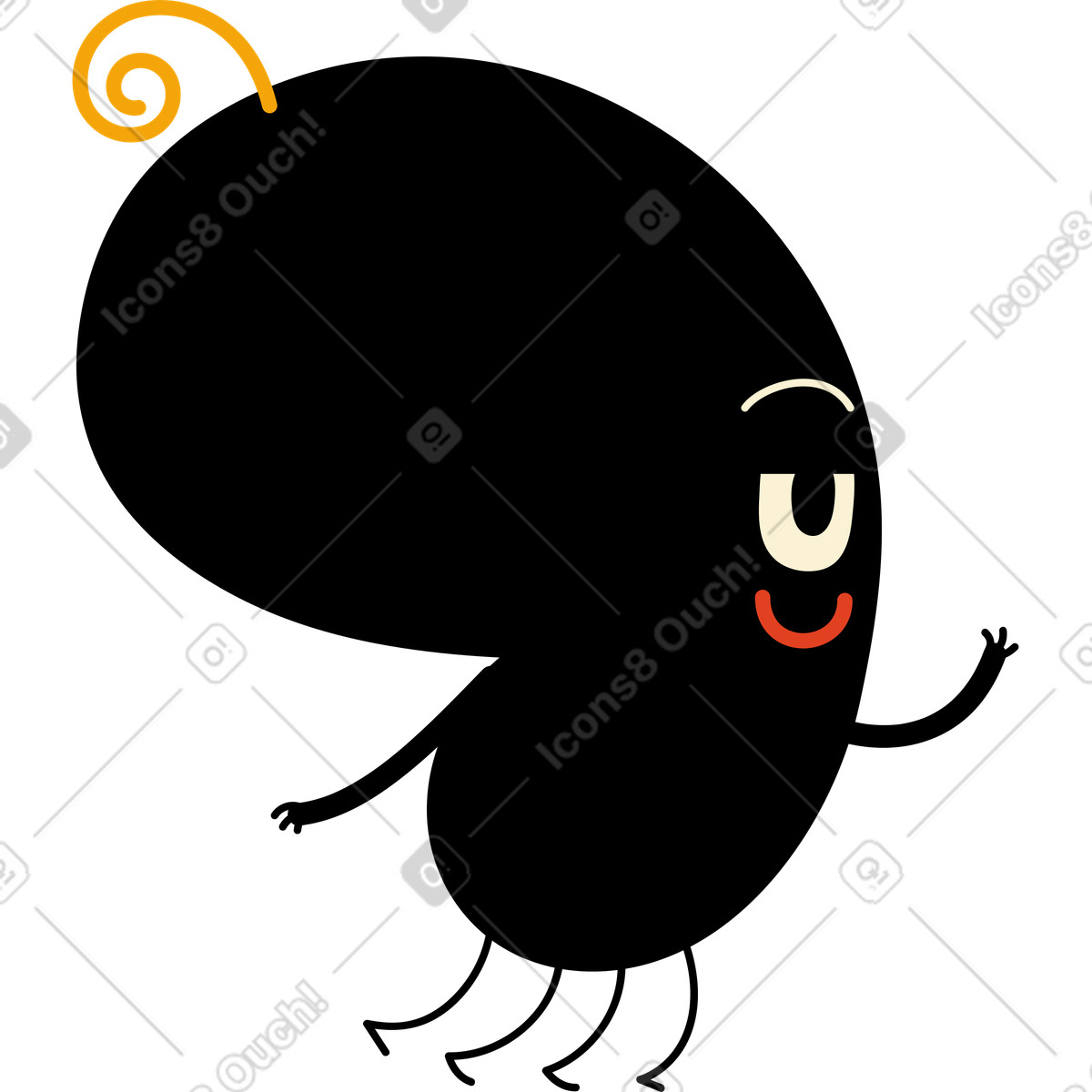 Schwarzer charakter mit einem auge-Illustration im Jelly-Stil als Download in PNG, SVG
